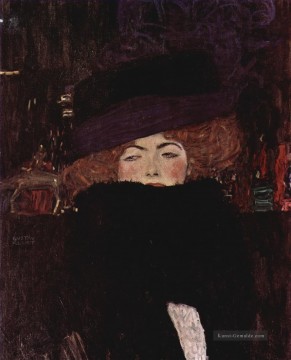 Damen Kunst - Dame mit Hut und featherboa Gustav Klimt